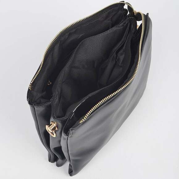 Black Faux Leather Designer Inspired Crossbody Bag - Picture 6 of 9